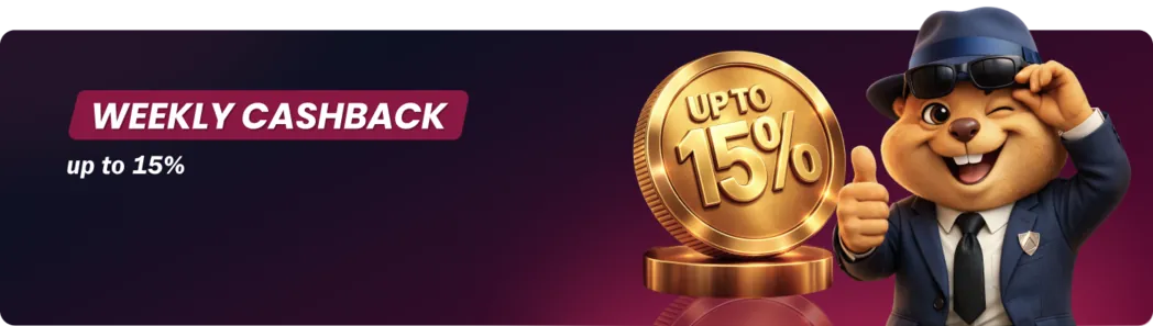Weekly cashback up to 15%